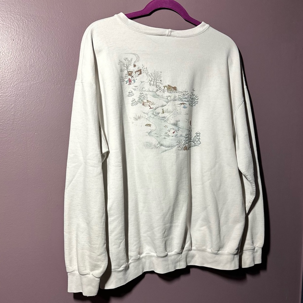 Northern Reflections Off White Sweatshirt with Winter Scene - Picture 6 of 6